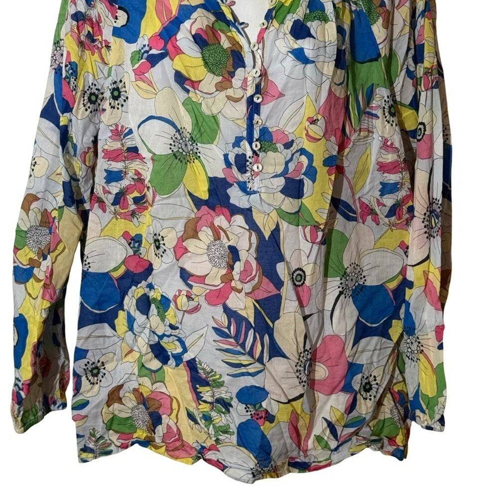 Talbots 100% Cotton Lightweight Floral Colorful Long Sleeve Top Shirt sz XL - Picture 8 of 14